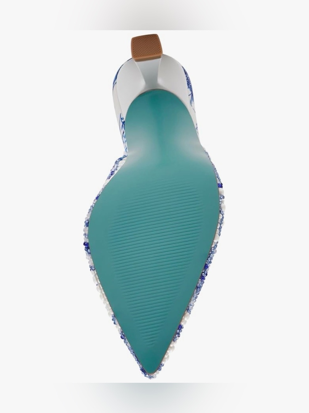 Betsey Johnson Blue & White Beaded Pointed Toe Slingback - Picture 5 of 8